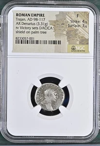 Römisches Reich AD 98-117 AR Denar Trajan NGC F - Bild 1 von 2