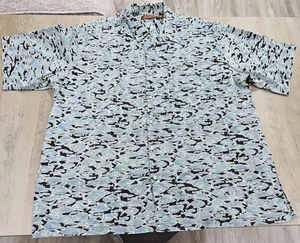 Tori Richard Camicia Uomo Blu Medio Pesce Stampa All Over Bottoni 3XL *Leggi Desc - Foto 1 di 10