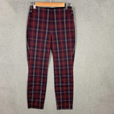 Rag & Bone Simone Pant Women's 4 Red/Blue Plaid High Rise Slim Leg Ankle Preppy - Image 1 of 4