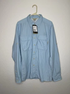 NWT EXOFFICIO Air Strip LS Vented Shirt Sz M Blue UPF 30 Quick Dry Lite Weight - Picture 1 of 21