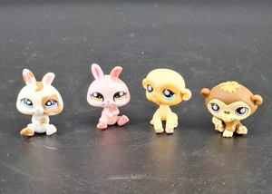 4 Littlest Pet Shop LPS-Baby Rabb #1359 Pink Bunny #1366 Monkey #834 Monkey #834 - Picture 1 of 7