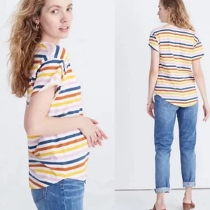 Madewell Whisper Baumwoll-T-Shirt Lennie Streifen Größe 3X - Bild 1 von 5