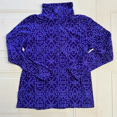 Columbia Fleece Pullover Sweater Size L Zip Lightweight Geometric Purple Blue - Image 1 of 4