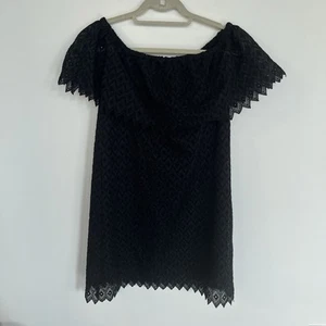Kensie Eyelet Off The Shoulder Shift Dress Black Small - Picture 1 of 6