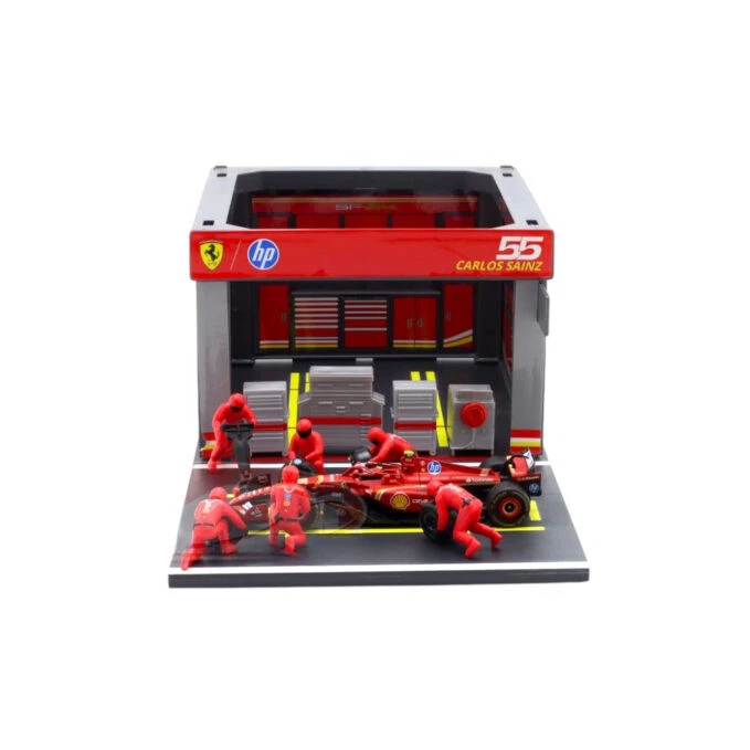 Modellino F1+Diorama Garage Pit Stop Bburago 1/43 Ferrari SF-24 Carlos Sainz ... - Immagine 1 di 3