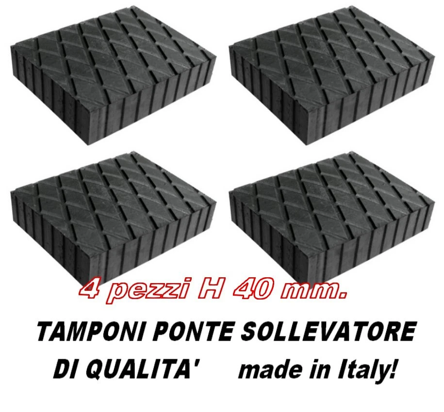 STRANIERI GOMMA ITALY Tamponi in gomma H 40 mm per ponti sollevatori ruote - MADE IN ITALY - 4 pezzi
