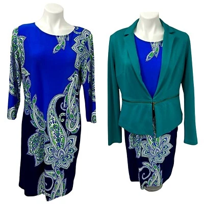 Tiana B Dress Womens Large Lot Blazer Paisley Blue Work Office Church Date - Image 1 of 4