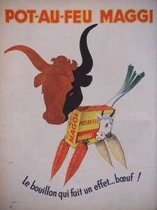 PUBLICITÉ DE PRESSE 1956 PÔT AU FEU MAGGI BOUILLON QUI FAIT UN EFFET BOEUF - Picture 1 of 1