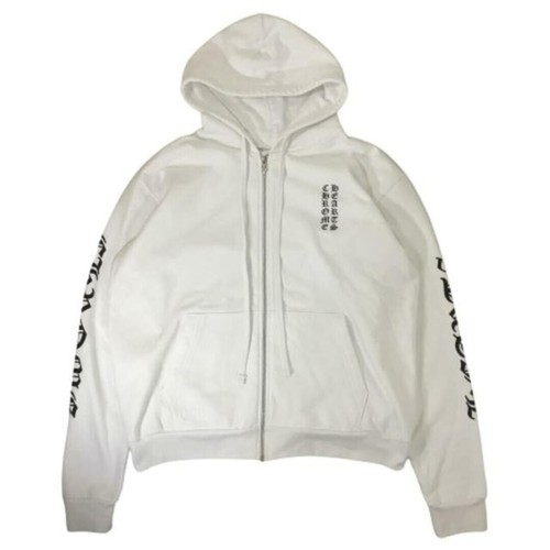 Felpa con cappuccio e zip Chrome Hearts Plus Cross stampa all over bianca