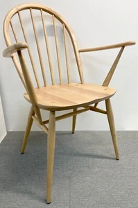 Silla de comedor tapizada con brazos Ercol Windsor│Roble sobre ceniza│Elección de colores - Imagen 1 de 32