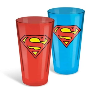 Superman Set of 2 Metallic Look Conical Drinking Glasses - Picture 1 of 3