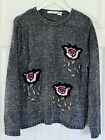 Handmade Knit Granny Cottage Core Medium Sweater Lise J Vintage Floral
