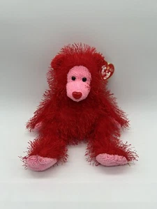 Peluche de mono rosa rojo llama Ty Punkies 9” animal de peluche 2003 nariz corazón - Imagen 1 de 8