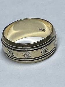 Vintage 14K Gelb & Weißgold Diamantschliff 10mm Bandring - Größe 11 - Bild 1 von 6