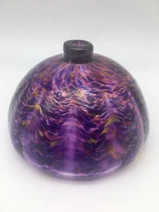 Lámpara de aceite vintage de vidrio soplado a mano amatista ☼ púrpura firmada y fechada 2002 - Imagen 1 de 7