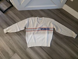 Vintage 80s Denver Broncos Wool Blend V-neck Sweater Adult Extra Large XL - Picture 1 of 9