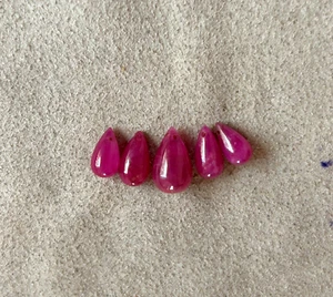 Unheated Natural Ruby Teardrops lay-out Drilled teardrops Ruby 5 pc matching set - Picture 1 of 6