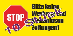 10 STOP Bitte keine Werbung und kostenlosen Zeitungen! Briefkasten Aufkleber - Bild 1 von 2