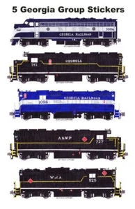 Locomotoras Georgia Group Railroads 5 pegatinas individuales Andy Fletcher - Imagen 1 de 1