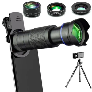 Phone Camera Lens 14X Telephoto 4in1 Telecope Zoom Macro Fisheye Wide Angel Lens - Picture 1 of 19