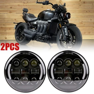 Pair 5.75" LED Headlights Headlamp DRL For Triumph Speed Street Triple Rocket - Picture 1 of 9