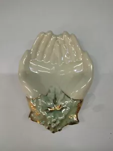 Vintage Cupped Open Hands Trinket Dish - Picture 1 of 5