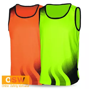 Hi Vis Breathable Lightweight WAVE Builder Warehouse Tradie Safety Work Singlet - Picture 1 of 3