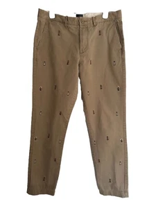 J.CREW Chino Hose Herren 34X34 Beige Baumwolle 770 Bestickt Leuchttürme Preppy - Bild 1 von 20