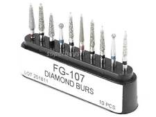 10pcs FG-107 Diamond Dental Lab Drill Burs Burrs Fissure Cross Cut High Speed