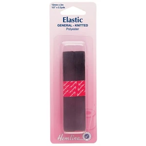 12mm General Purpose Knitted Elastic:Black: 2m - By Hemline - H621.12 - Picture 1 of 1