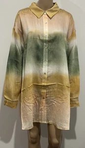 Refinity Women Plus Size Long Sleeve Button Down Shirt W/ Tie Dye SZ 16 NEW BNWT - Picture 1 of 9