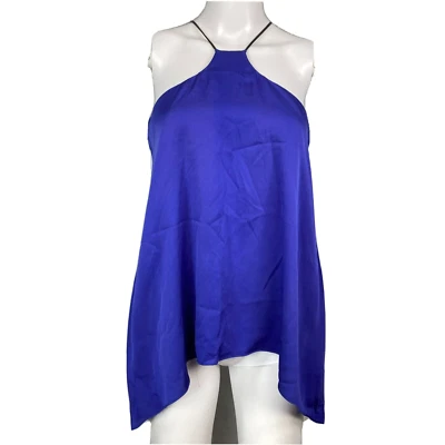 Camiseta sin mangas Milly para mujer talla 4 azul real seda satinado halter espalda cruzada Foto 1 de 4