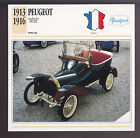 1913-1916 Peugeot "Bebe" Mini Car Photo Spec Sheet Info ATLAS CARD 1914 1915