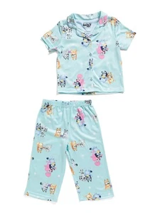 Centric Brands Bluey Girls’ 2-Piece Pajama Set – Button-Down Collared Top &... - Picture 1 of 3
