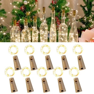 Paquete de 10 luces para botellas de vino con corcho, 20 LED, 6,6 pies, mini cadena de luces de hadas... Foto 1 de 4