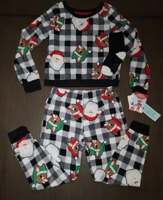 NEW GIRLS FLEECE RUDOLPH THE RED NOSED REINDEER PAJAMA SET W/ SOCKS SIZE S 6-6X - Image 1 of 3