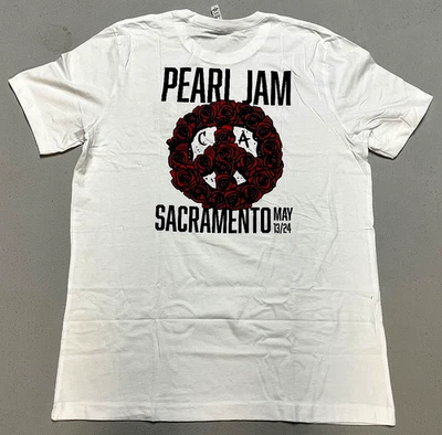 PEARL JAM Sacramento Concert MAY 13 2024 White T Shirt L OFFICIAL Vedder NEW - Image 1 of 4