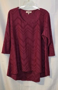 Philosophy Woman strukturiertes Tunika-Top Größe 1X 3/4-Ärmel Stretch  - Bild 1 von 2