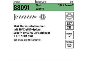SPAX Schraube R 88091 Senkkopf/T-STAR 6 x 50/43-T30 Stahl WIROX - Bild 1 von 1