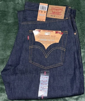 Vintage Y2K Levis 501 XX denim Shrink to Fit  NWT Deadstock Raw Uncut 35 X 36 - Image 1 of 4