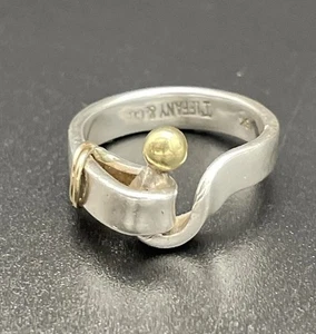 Tiffany Sterlingsilber & 18 Karat Gold Liebesknoten Haken & Öse Ringgröße 5 - Bild 1 von 9