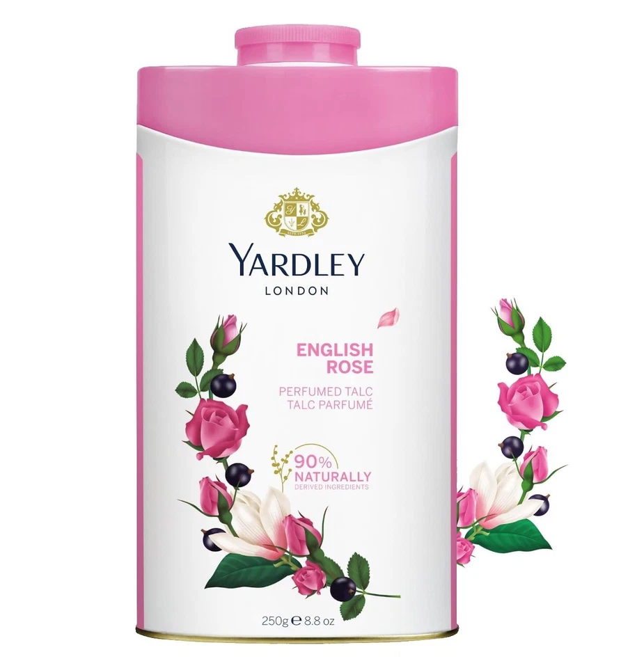 Pó de talco perfumado Yardley English Rose - 250 gramas ou 8,8 oz - Imagem 1 de 2