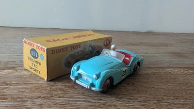 DINKY 1/43 TRIUMPH TR2 SPORTS BLEU TURQUOISE REF 111 FRANCE - Photo 1/4