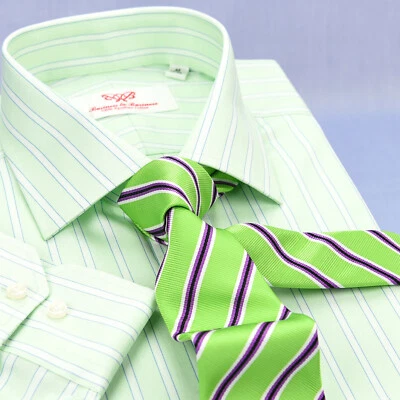 Зеленый саржи полоски официальный бизнес платье рубашка эксклюзивный в полоску моды A + - Изображение 1 из 4