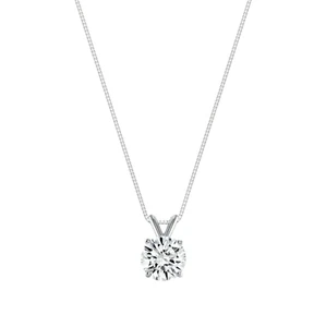 1 Ct Round Lab Created Grown Diamond Pendant Necklace 14K White Gold F/VS 18" - Picture 1 of 3