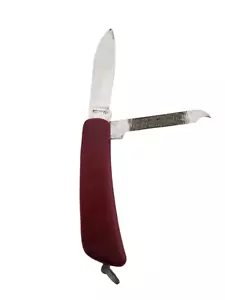 Coltello tascabile vintage rosso Rostfrei multiuso in acciaio inox 4". - Foto 1 di 1