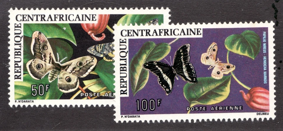 1976 Republic of Central Africa Sc #C145-46 (Air Mail) Butterflies. MNH Cv$15 - Image 1 of 1