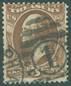 Scott #O74 3¢ TREASURY DEPT OFFICIAL, "PHILADELPHIA TOWN, 1 ELLIPSE Fancy Cancel - Bild 1 von 1