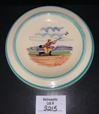 Керамическая винтажная итальянская посуда или пепельница с ручной росписью для охотников и уток - Изображение 1 из 4