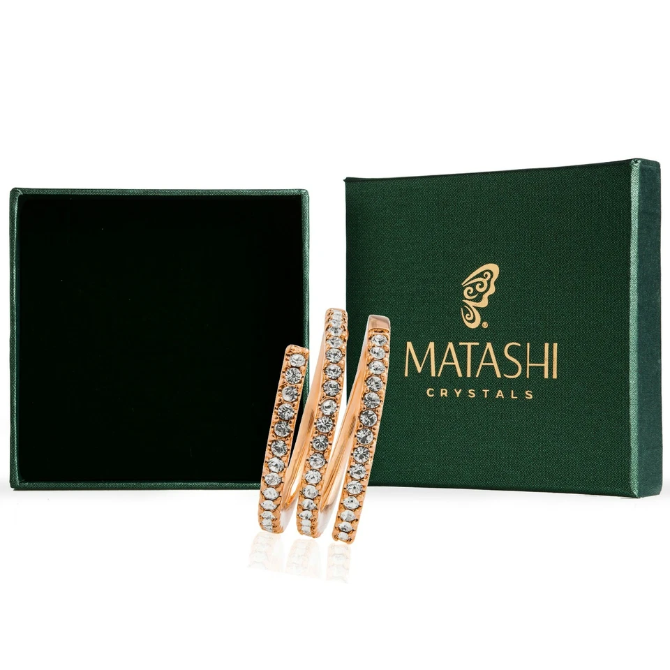 Anillo Matashi enchapado en oro rosa y oro blanco de 18 quilates en espiral de cristal regalo para mujer Foto 1 de 4